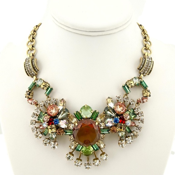 Rare J. Crew Gold and Multicolor Floral Necklace - Picture 5 of 8